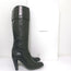 Costume National Cuffed Knee High Boots Black Leather Size 39