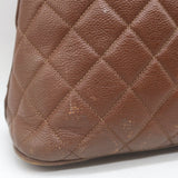 Vintage Chanel Quilted Caviar Leather Chain Strap Dome Shoulder Bag Brown