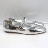Larroude Blair Mary Jane ballet flats in silver mirrored leather, authentic pre-owned (new without box), size 9