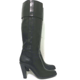 Costume National Cuffed Knee High Boots Black Leather Size 39