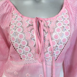 LoveShackFancy Chelie Ruffled Mini Dress Pink Embroidered Cotton Size 00