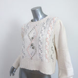 LoveShackFancy Sweater Leni Cream Embroidered Cable Knit Size Small