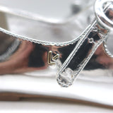 Larroude Blair Mary Jane ballet flats in silver mirrored leather, size 9, pre-owned authentic designer luxury condition