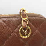 Vintage Chanel Quilted Caviar Leather Chain Strap Dome Shoulder Bag Brown