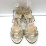 Jimmy Choo Michiko Wedge Sandals Gold Metallic Crackled Leather Size 38