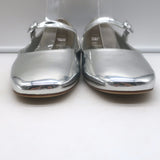 Larroude Blair Mary Jane ballet flats in silver mirrored leather, size 9, pre-owned, excellent condition