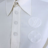 Louis Vuitton Monogram-Embossed Polo Dress White Stretch Knit Size Small