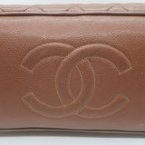 Vintage Chanel Quilted Caviar Leather Chain Strap Dome Shoulder Bag Brown