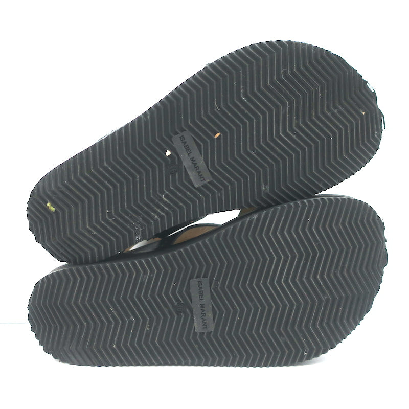 Isabel Marant Neryse Studded Flatform Sandals Black Leather Size 36