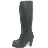 Costume National Cuffed Knee High Boots Black Leather Size 39
