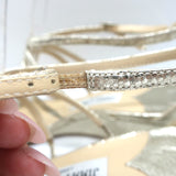 Jimmy Choo Michiko Wedge Sandals Gold Metallic Crackled Leather Size 38