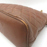 Vintage Chanel Quilted Caviar Leather Chain Strap Dome Shoulder Bag Brown