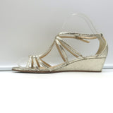 Jimmy Choo Michiko Wedge Sandals Gold Metallic Crackled Leather Size 38