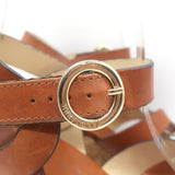 Jimmy Choo Aleili Cork Platform Wedge Sandals Brown Leather Size 36