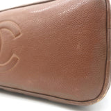 Vintage Chanel Quilted Caviar Leather Chain Strap Dome Shoulder Bag Brown