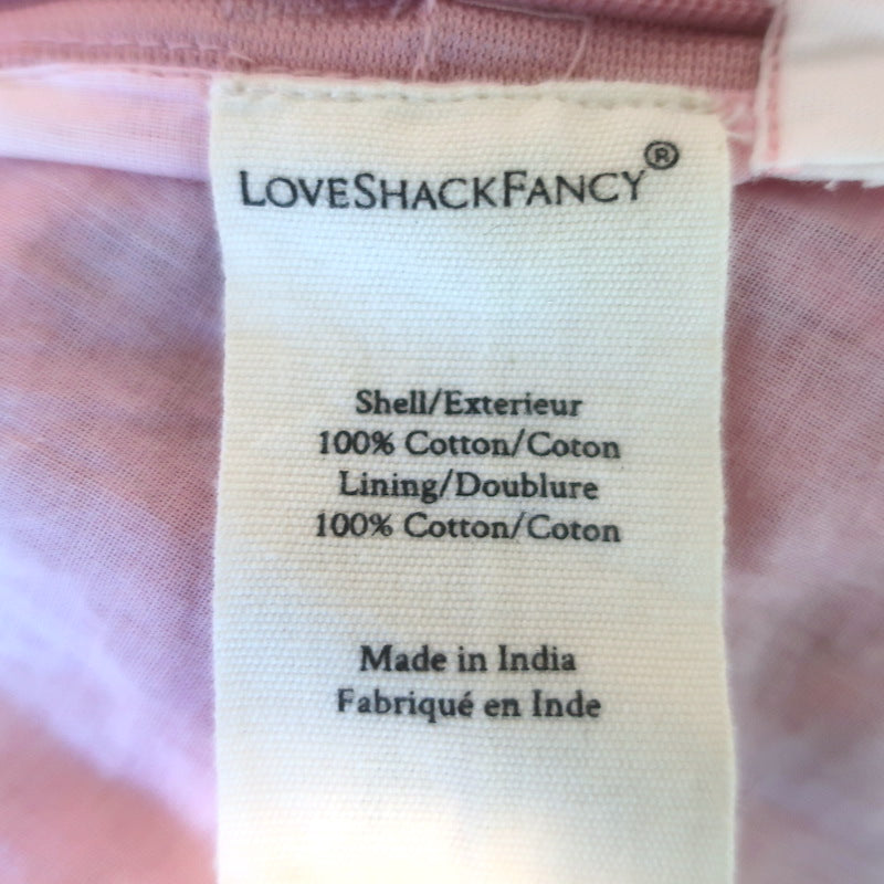 LoveShackFancy Chelie Ruffled Mini Dress Pink Embroidered Cotton Size 00
