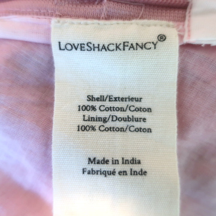 LoveShackFancy Chelie Ruffled Mini Dress Pink Embroidered Cotton Size 00