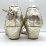 Jimmy Choo Michiko Wedge Sandals Gold Metallic Crackled Leather Size 38