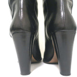 Costume National Cuffed Knee High Boots Black Leather Size 39