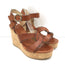 Jimmy Choo Aleili Cork Platform Wedge Sandals Brown Leather Size 36