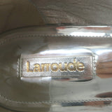Larroude Blair Mary Jane ballet flats in silver mirrored leather, pre-owned, authentic luxury condition
