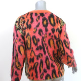 Stella McCartney Leopard Print Sweater Neon Multicolor Brushed Mohair Size 36