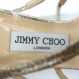 Jimmy Choo Michiko Wedge Sandals Gold Metallic Crackled Leather Size 38