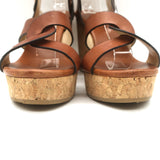 Jimmy Choo Aleili Cork Platform Wedge Sandals Brown Leather Size 36