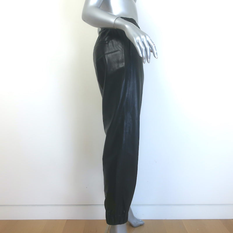 Alice + Olivia Pete Vegan Leather Jogger Pants Black Size Small