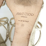 Jimmy Choo Michiko Wedge Sandals Gold Metallic Crackled Leather Size 38