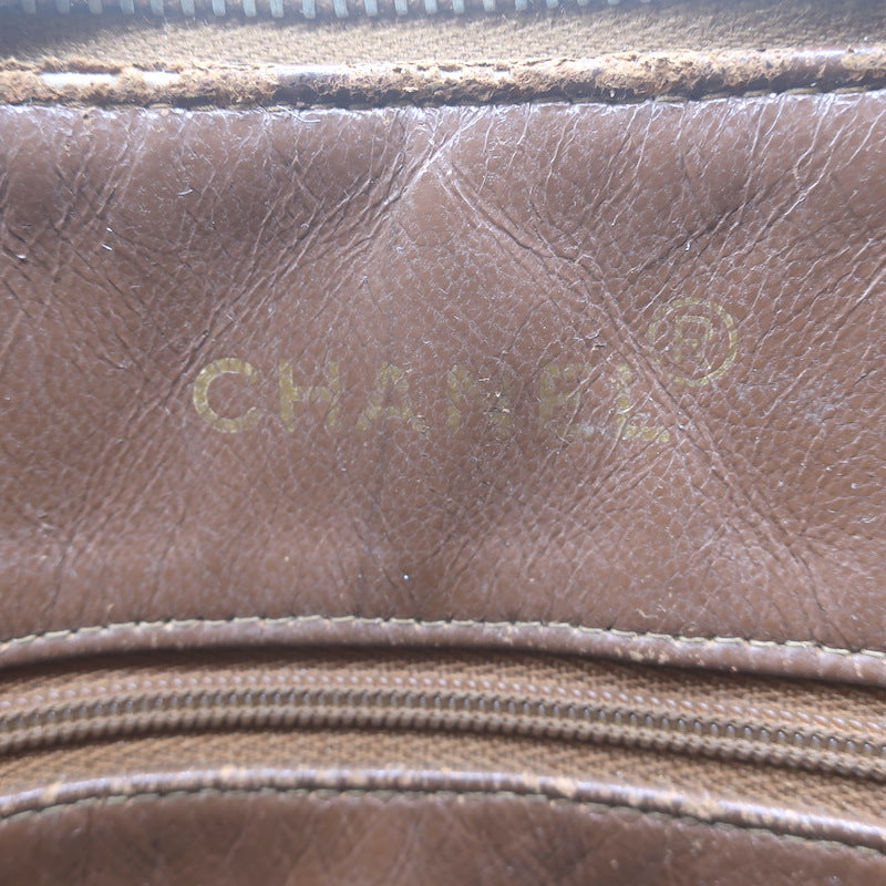 Vintage Chanel Quilted Caviar Leather Chain Strap Dome Shoulder Bag Brown