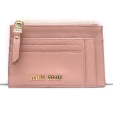Miu Miu Zip Card Holder Wallet Rose Pink Madras Leather