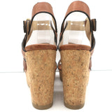 Jimmy Choo Aleili Cork Platform Wedge Sandals Brown Leather Size 36