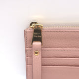 Miu Miu Zip Card Holder Wallet Rose Pink Madras Leather