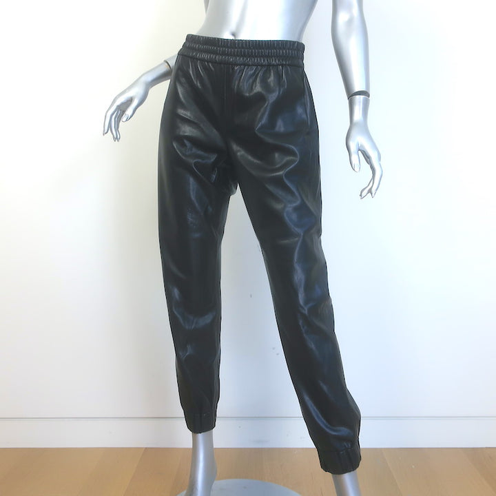 Alice + Olivia Pete Vegan Leather Jogger Pants Black Size Small