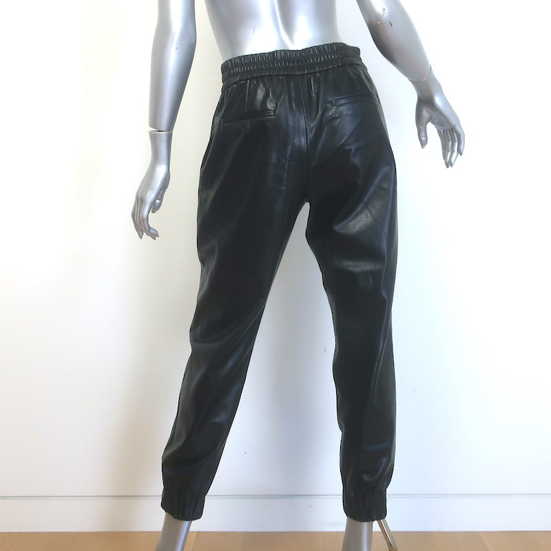 Alice + Olivia Pete Vegan Leather Jogger Pants Black Size Small