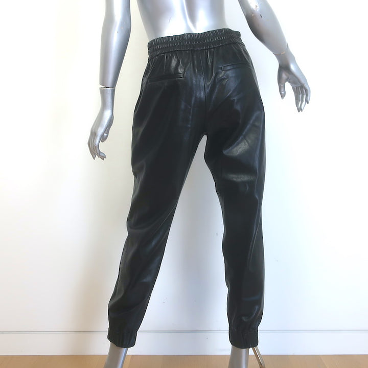 Alice + Olivia Pete Vegan Leather Jogger Pants Black Size Small