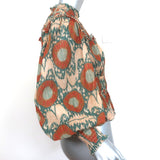 Ulla Johnson Blouse Noor Nimbus Metallic Printed Size 4 Bishop-Sleeve Top NEW