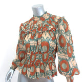 Ulla Johnson Blouse Noor Nimbus Metallic Printed Size 4 Bishop-Sleeve Top NEW