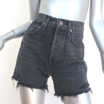 AGOLDE Riley Shorts Vortex Black Distressed Denim Size 24