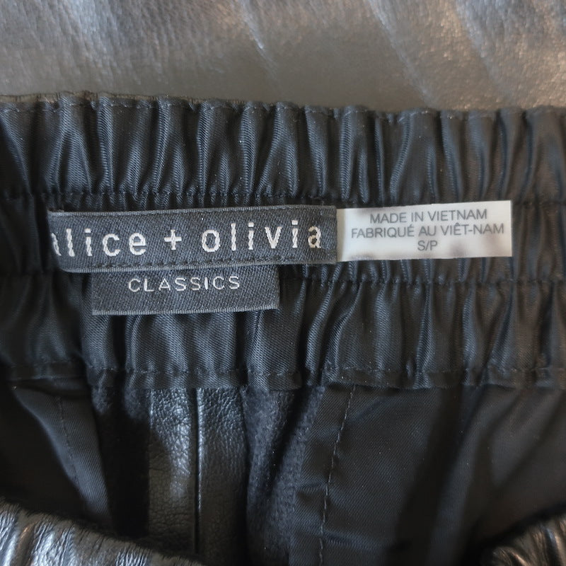Alice + Olivia Pete Vegan Leather Jogger Pants Black Size Small