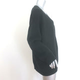 Jenni Kayne Cashmere V-Neck Cocoon Cardigan Black Ribbed Knit Size Large