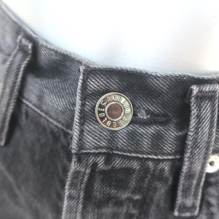AGOLDE Riley Shorts Vortex Black Distressed Denim Size 24
