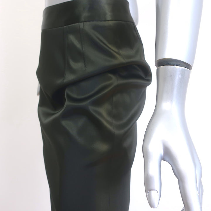 Dolce &amp; Gabbana Satin Pencil Skirt Dark Olive Leopard lined Size 42