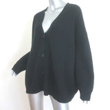 Jenni Kayne Cashmere V-Neck Cocoon Cardigan Black Ribbed Knit Size Large