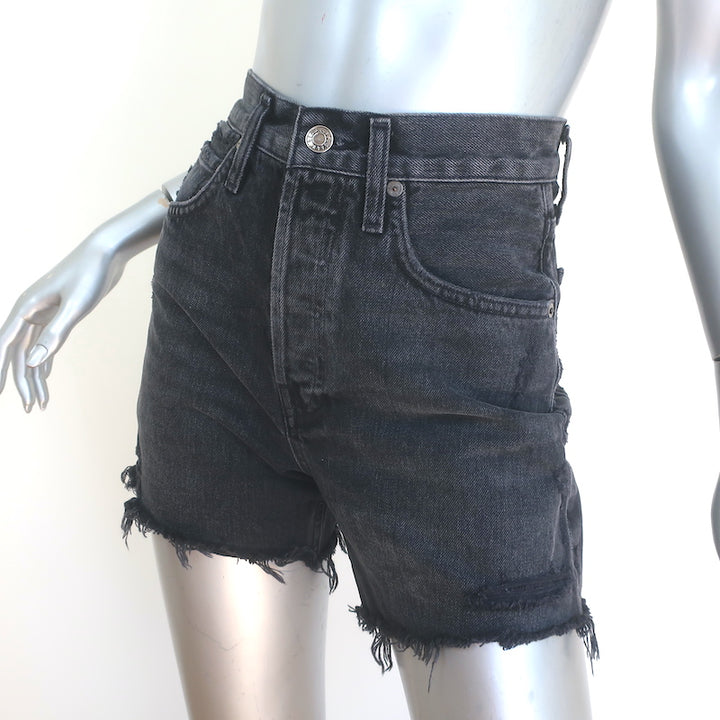 AGOLDE Riley Shorts Vortex Black Distressed Denim Size 24