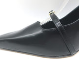 Larroude Ines buckled slingback pumps in black leather, size 9, gently pre-owned with minor scuffs