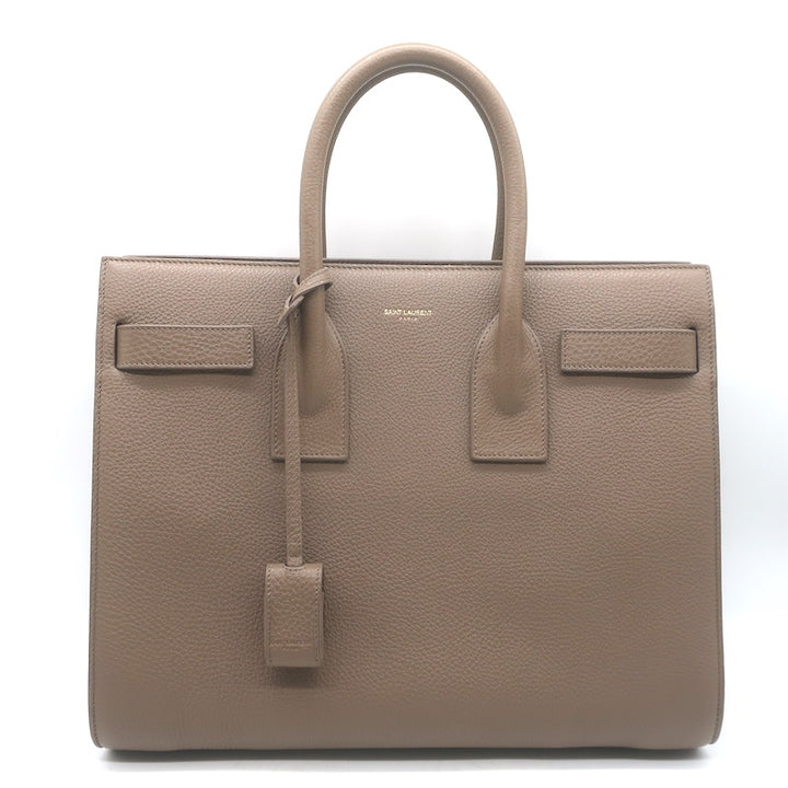 Saint Laurent Small Sac De Jour Tote Taupe Grained Leather Shoulder Bag