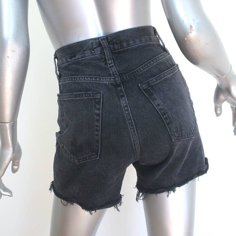 AGOLDE Riley Shorts Vortex Black Distressed Denim Size 24
