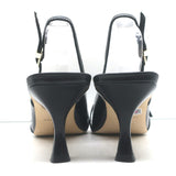 Larroude Ines buckled slingback pumps in black leather, size 9, authentic pre-owned and gently worn luxury heels